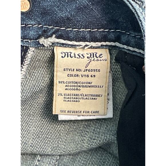Miss Me Y2K Skinny Embellished Medium Wash Saddle Stitch Low Rise Jeans Size 27 - Picture 7 of 9
